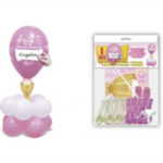 CENTRO DE GLOBOS COMUNION ROSA.